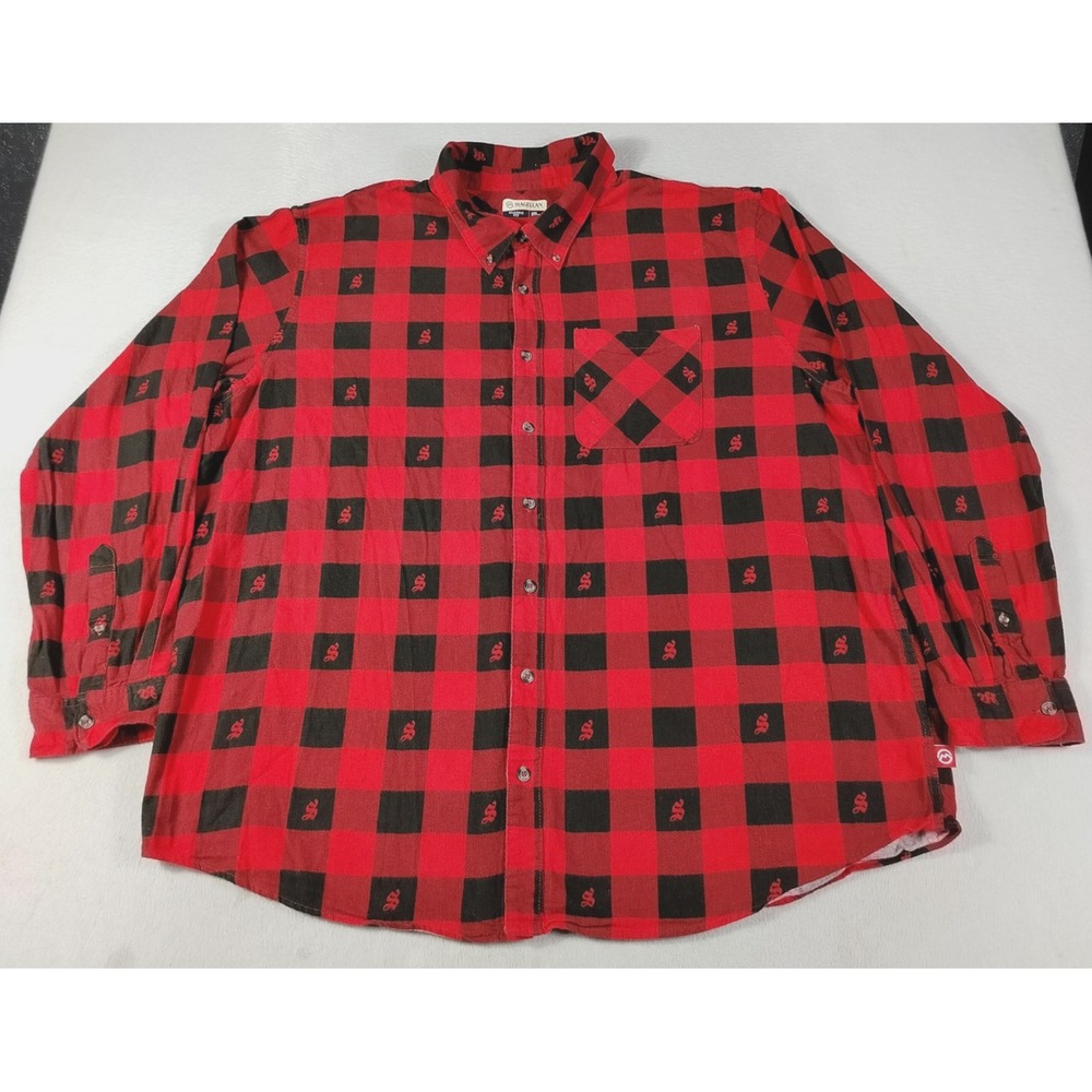 Magellan Outdoors Shirt Mens 3XL Red Plaid Shiner Beer Flannel Long Sleeve AOP